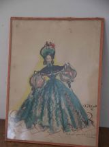 Paire de dessin d'élégantes 