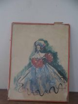 Paire de dessin d'élégantes 