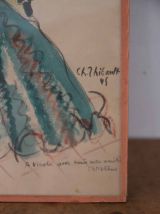 Paire de dessin d'élégantes 