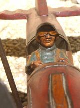 avion biplan en bois ,artisanal , vintage