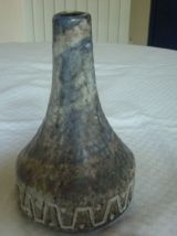 Vase soliflore en gres emaille gris bleu