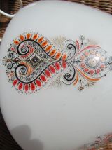 Suspension verre poli ou opaline décor cachemire hauteur 25 