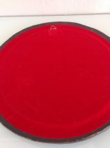 Miroir rond vintage avec cadre en céramique signée CB