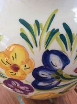 Joli vase en faïence avec anses torsadées français vintage