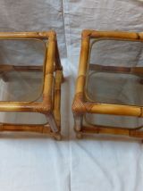 Paire de chevets en rotin