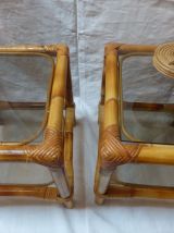 Paire de chevets en rotin