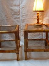 Paire de chevets en rotin