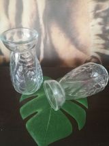 lot 2 vases à jacinthes verre blanc- Art déco