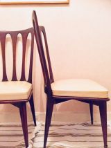 4 chaises en Teck et Skaï -  esprit scandinave - vintage 