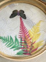 PLATEAU ET SOUS-VERRE PAPILLONS 70'S VINTAGE