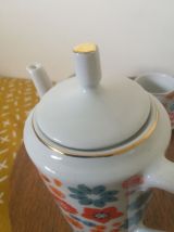 dinette vintage en céramique fleurs naïves