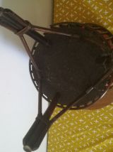 travailleuse en rotin brun et tissus provencal -vintage