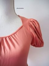 Robe longue hippie rose saumon manches ballons vintage 70's