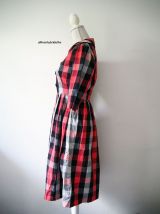 Robe à carreaux cousue main vintage 40's 50's