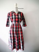 Robe à carreaux cousue main vintage 40's 50's