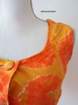 Robe babydoll orange aux motifs fleuris vintage 50's 60's