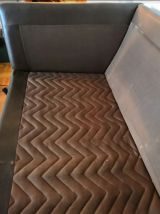 Canapé 3 places vintage cuir marron scandinave années 1970s