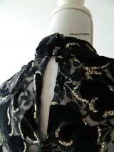 Blouse baroque velours dentelle et strass vintage 80s