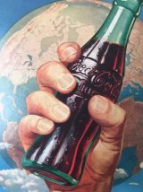 Affiche cartonnée publicitaire coca cola.