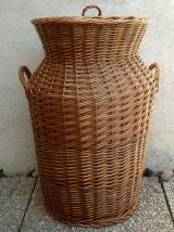 panier  a linge  en osier  type  amphore
