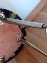 Tabouret rond, ottoman à pieds compas en métal doré