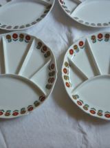 4 assiettes a compartiments porcelaine Berry fleurs