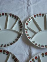 4 assiettes a compartiments porcelaine Berry fleurs