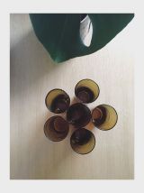 Service à orangeade en verre soufflé ambré