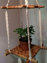 Porte plantes suspension rotin