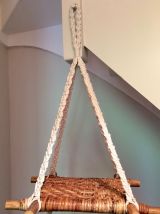 Porte plantes suspension rotin