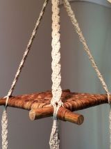 Porte plantes suspension rotin