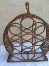 Porte bouteilles en rotin , vintage