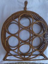 Porte bouteilles en rotin , vintage