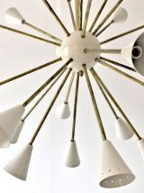 Lustre Sputnik en laiton 24 lumières couleur blanc ivoire