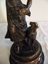 Statue "l'enfant ,faune et la brebis" sur socle