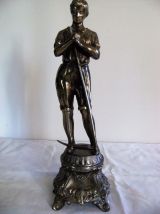 Statue sculpture couple "paysan" en cuivre 