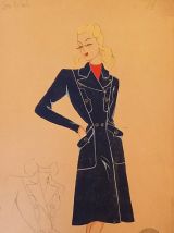 Croquis Mode 1950  manteaux