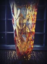 Art déco - soliflore - vase en verre ambré moulé