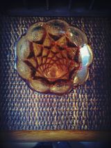 Art déco - soliflore - vase en verre ambré moulé