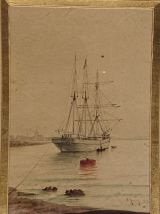 Deux aquarelles marines signées