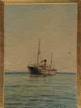 Deux aquarelles marines signées