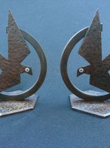 Paire de Serre-livres Oiseaux - Fer forgé martelé