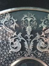 Coupe en verre décorée d'argent - années 1950