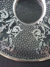 Coupe en verre décorée d'argent - années 1950
