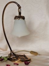 Lampe bronze et pâte de verre / Lampe à poser art déco
