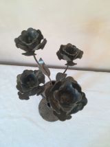 Paire de bougeoirs en métal de type brutaliste