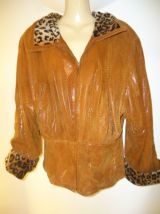 Veste Parka en cuir peau camel