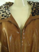 Veste Parka en cuir peau camel