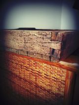 vintage casier imprimeur en bois brut ancien