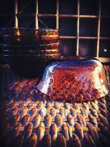 vintage coupelle en verre soufflé ambré BIOT